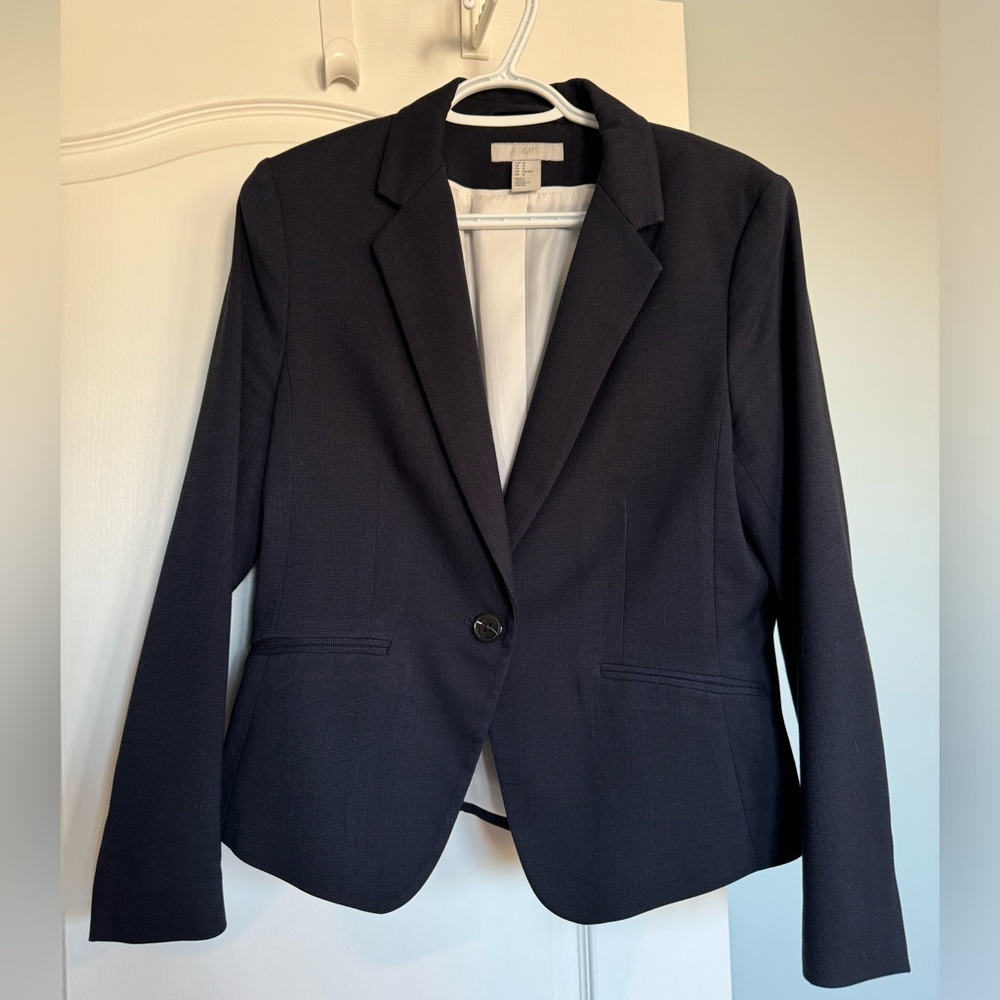 H&M Navy Suit Jacket Blazer 12 Lined